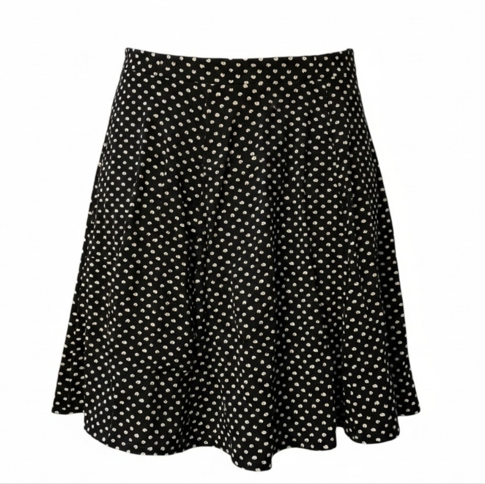 Lands' End Black and White Polka Dot Skater Skirt